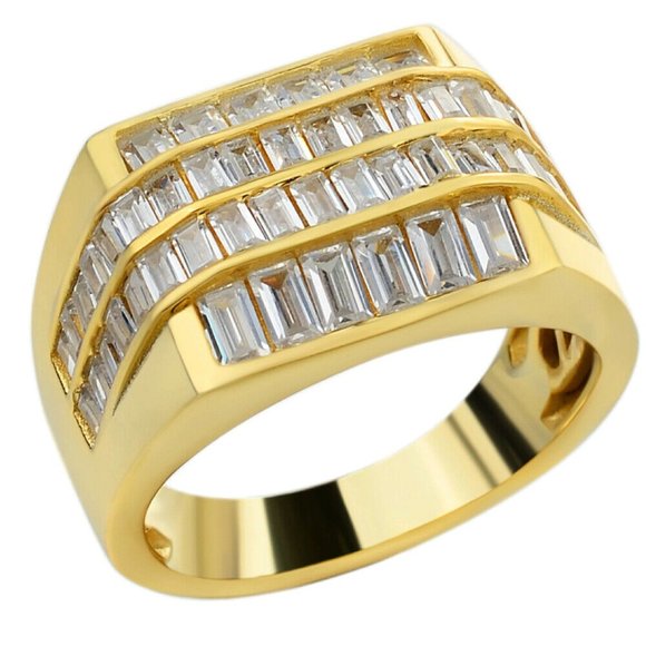 Harlembling 925 Silver 14k Gold Finish Iced Ring - Picture 1 of 11